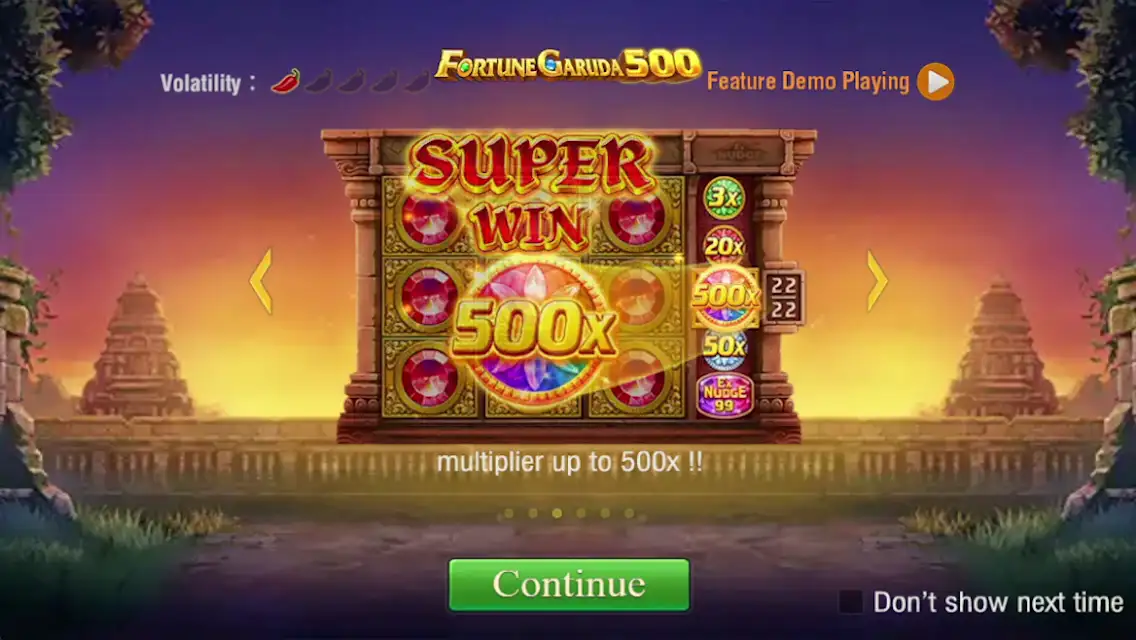 Fortune Garuda 500 ejecutándose en un teléfono móvil